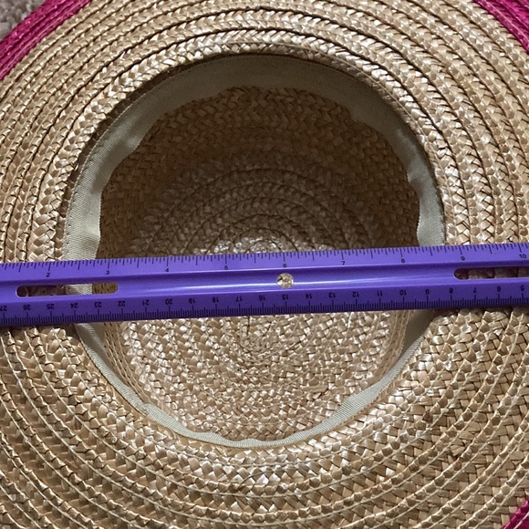 Straw Hat with Pink bow and trim - Picture 9 of 9